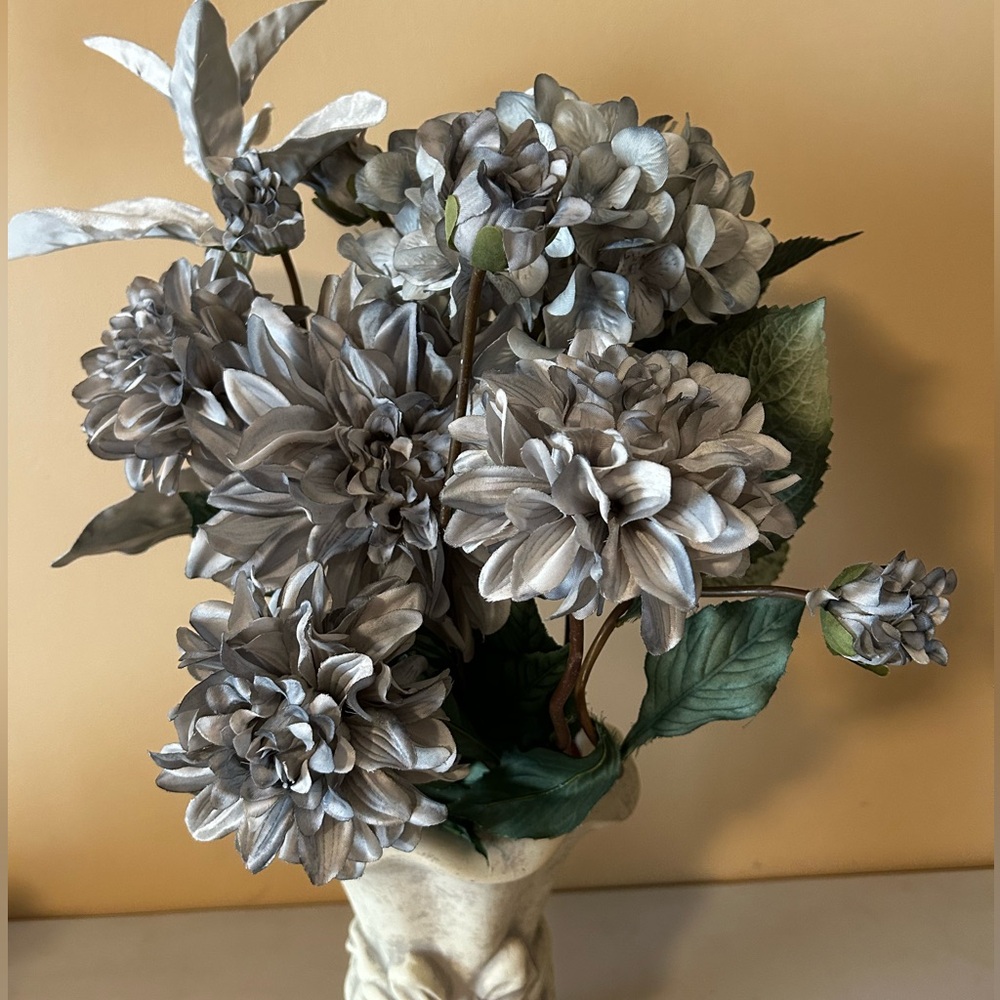 Elegant Silver/Gray Faux Leaf Stems